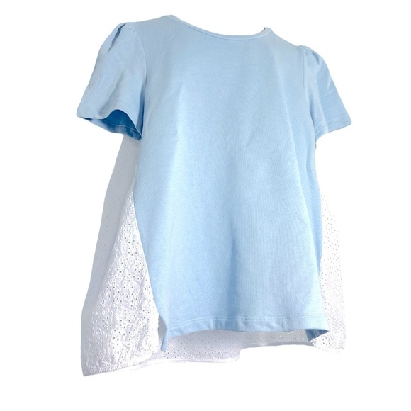 ME + EM Cotton Embroidered Eyelet Back Puff Sleeve Tee/Top - Picture 3 of 9